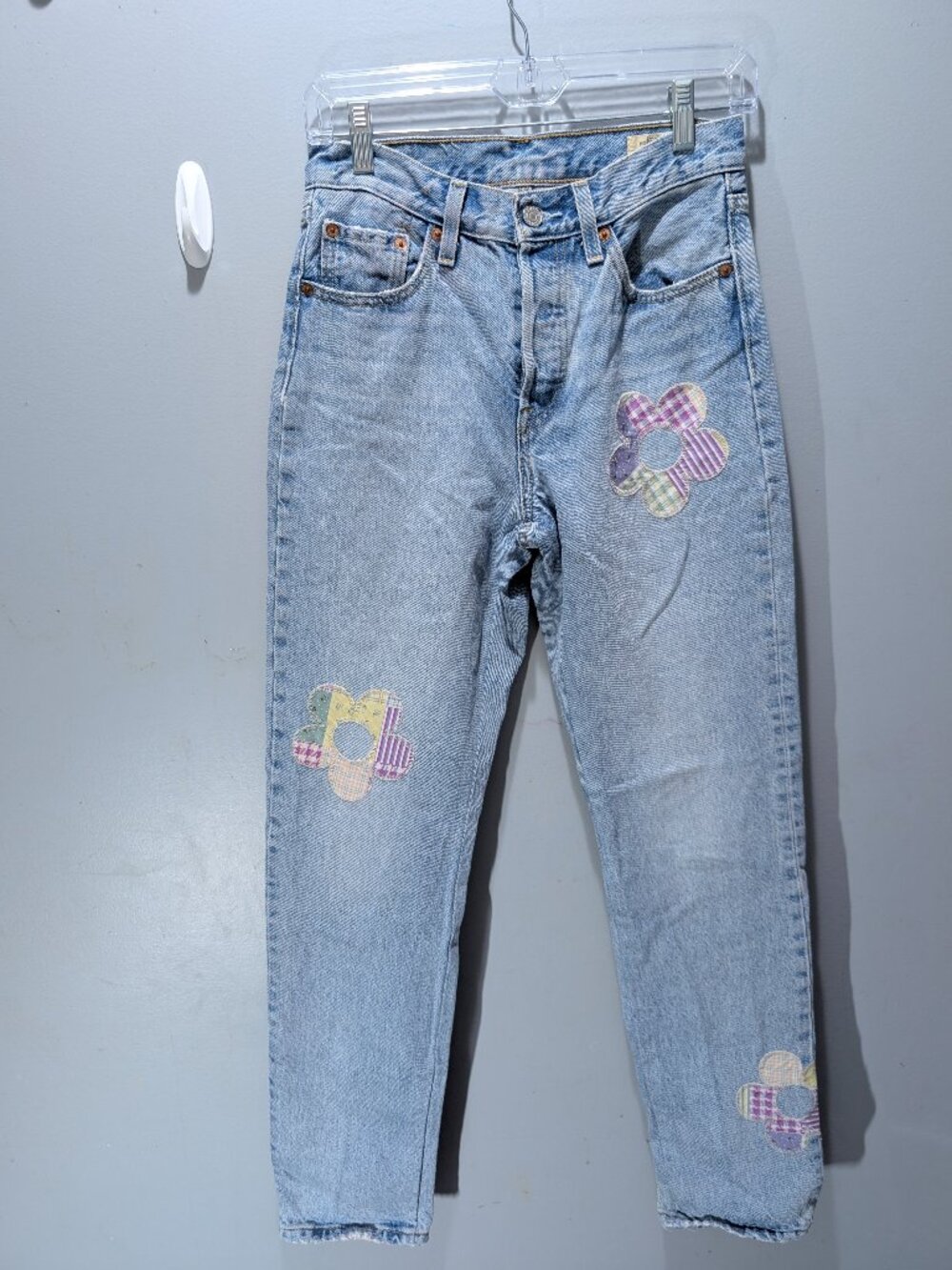 Levi 501 150th Anniversary Floral Daisy Patchwork Jeans Light Wash Womens 25x32
